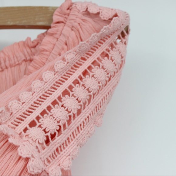 JUSTICE Girls Shirt Boho Flowy Pretty Blouse Tassels Coral Peach Lace Detail 10 - Picture 12 of 12